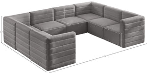 Quincy Velvet / Engineered Wood / Foam Contemporary Grey Velvet Modular Sectional - 126" W x 95" D x 30.5" H