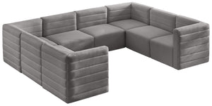 Quincy Velvet / Engineered Wood / Foam Contemporary Grey Velvet Modular Sectional - 126" W x 95" D x 30.5" H