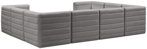 Quincy Velvet / Engineered Wood / Foam Contemporary Grey Velvet Modular Sectional - 126" W x 95" D x 30.5" H