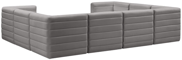 Quincy Velvet / Engineered Wood / Foam Contemporary Grey Velvet Modular Sectional - 126" W x 95" D x 30.5" H