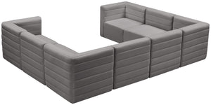 Quincy Velvet / Engineered Wood / Foam Contemporary Grey Velvet Modular Sectional - 126" W x 95" D x 30.5" H