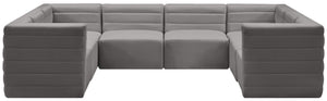Quincy Velvet / Engineered Wood / Foam Contemporary Grey Velvet Modular Sectional - 126" W x 95" D x 30.5" H