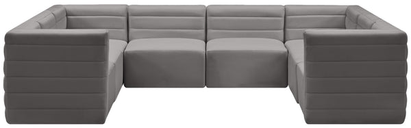 Quincy Velvet / Engineered Wood / Foam Contemporary Grey Velvet Modular Sectional - 126" W x 95" D x 30.5" H