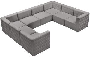 Quincy Velvet / Engineered Wood / Foam Contemporary Grey Velvet Modular Sectional - 126" W x 95" D x 30.5" H