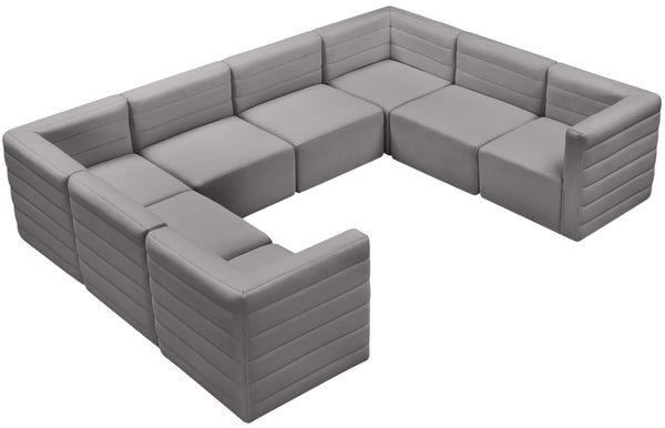 Quincy Velvet / Engineered Wood / Foam Contemporary Grey Velvet Modular Sectional - 126" W x 95" D x 30.5" H