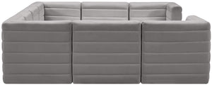 Quincy Velvet / Engineered Wood / Foam Contemporary Grey Velvet Modular Sectional - 126" W x 95" D x 30.5" H