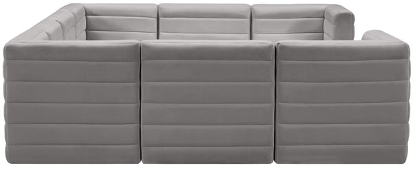 Quincy Velvet / Engineered Wood / Foam Contemporary Grey Velvet Modular Sectional - 126" W x 95" D x 30.5" H