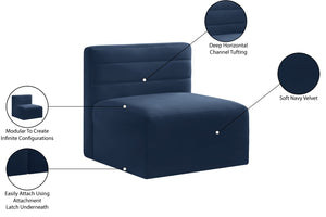 Quincy Velvet / Engineered Wood / Foam Contemporary Navy Velvet Modular Armless Chair - 31.5" W x 31.5" D x 30.5" H