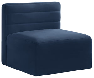 Quincy Velvet / Engineered Wood / Foam Contemporary Navy Velvet Modular Armless Chair - 31.5" W x 31.5" D x 30.5" H