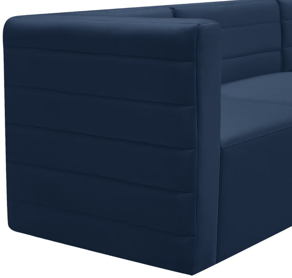 Quincy Velvet / Engineered Wood / Foam Contemporary Navy Velvet Modular Armless Chair - 31.5" W x 31.5" D x 30.5" H