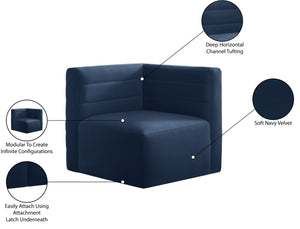 Quincy Velvet / Engineered Wood / Foam Contemporary Navy Velvet Modular Corner Chair - 31.5" W x 31.5" D x 30.5" H