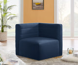 Quincy Velvet / Engineered Wood / Foam Contemporary Navy Velvet Modular Corner Chair - 31.5" W x 31.5" D x 30.5" H
