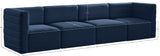 Quincy Velvet / Engineered Wood / Foam Contemporary Navy Velvet Modular Sofa - 126" W x 31.5" D x 30.5" H