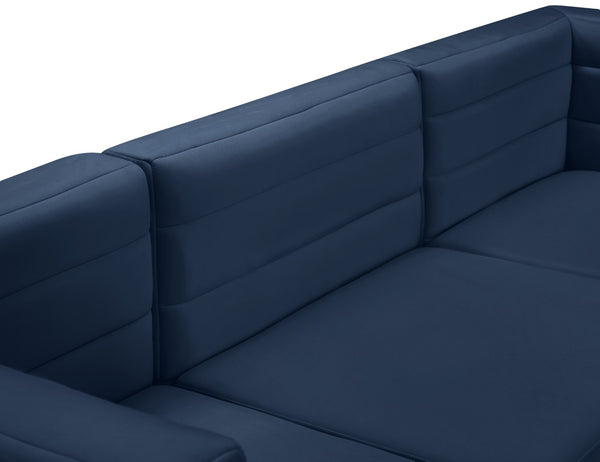 Quincy Velvet / Engineered Wood / Foam Contemporary Navy Velvet Modular Sofa - 126" W x 31.5" D x 30.5" H