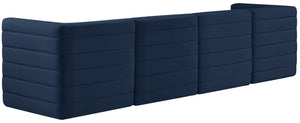 Quincy Velvet / Engineered Wood / Foam Contemporary Navy Velvet Modular Sofa - 126" W x 31.5" D x 30.5" H