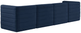 Quincy Velvet / Engineered Wood / Foam Contemporary Navy Velvet Modular Sofa - 126" W x 31.5" D x 30.5" H