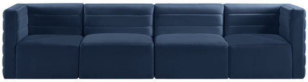 Quincy Velvet / Engineered Wood / Foam Contemporary Navy Velvet Modular Sofa - 126" W x 31.5" D x 30.5" H