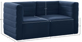 Quincy Velvet / Engineered Wood / Foam Contemporary Navy Velvet Modular Sofa - 63" W x 31.5" D x 30.5" H