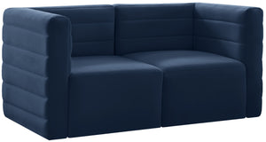 Quincy Velvet / Engineered Wood / Foam Contemporary Navy Velvet Modular Sofa - 63" W x 31.5" D x 30.5" H