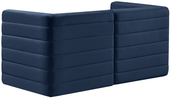 Quincy Velvet / Engineered Wood / Foam Contemporary Navy Velvet Modular Sofa - 63" W x 31.5" D x 30.5" H
