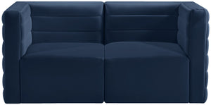Quincy Velvet / Engineered Wood / Foam Contemporary Navy Velvet Modular Sofa - 63" W x 31.5" D x 30.5" H