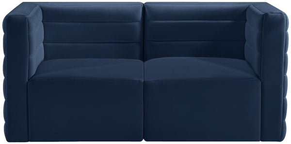 Quincy Velvet / Engineered Wood / Foam Contemporary Navy Velvet Modular Sofa - 63" W x 31.5" D x 30.5" H