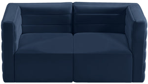 Quincy Velvet / Engineered Wood / Foam Contemporary Navy Velvet Modular Sofa - 63" W x 31.5" D x 30.5" H