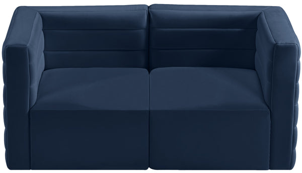 Quincy Velvet / Engineered Wood / Foam Contemporary Navy Velvet Modular Sofa - 63" W x 31.5" D x 30.5" H