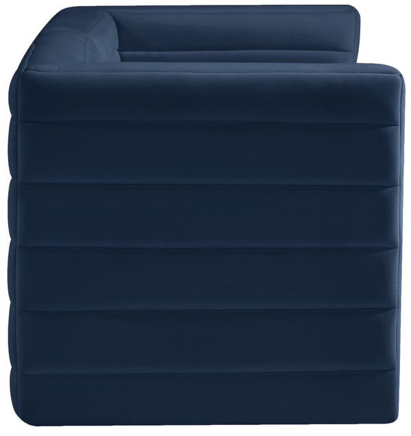 Quincy Velvet / Engineered Wood / Foam Contemporary Navy Velvet Modular Sofa - 63" W x 31.5" D x 30.5" H