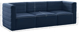 Quincy Velvet / Engineered Wood / Foam Contemporary Navy Velvet Modular Sofa - 95" W x 31.5" D x 30.5" H