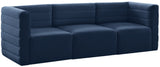 Quincy Velvet / Engineered Wood / Foam Contemporary Navy Velvet Modular Sofa - 95" W x 31.5" D x 30.5" H