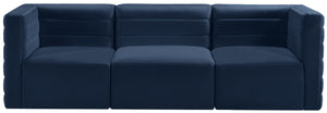 Quincy Velvet / Engineered Wood / Foam Contemporary Navy Velvet Modular Sofa - 95" W x 31.5" D x 30.5" H