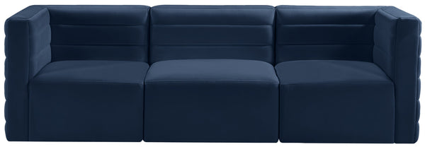 Quincy Velvet / Engineered Wood / Foam Contemporary Navy Velvet Modular Sofa - 95" W x 31.5" D x 30.5" H