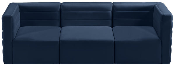 Quincy Velvet / Engineered Wood / Foam Contemporary Navy Velvet Modular Sofa - 95" W x 31.5" D x 30.5" H
