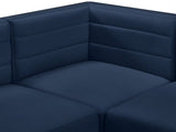 Quincy Velvet / Engineered Wood / Foam Contemporary Navy Velvet Modular Sofa - 95" W x 31.5" D x 30.5" H