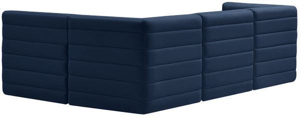 Quincy Velvet / Engineered Wood / Foam Contemporary Navy Velvet Modular Sectional - 95" W x 63" D x 30.5" H