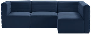 Quincy Velvet / Engineered Wood / Foam Contemporary Navy Velvet Modular Sectional - 95" W x 63" D x 30.5" H