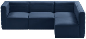 Quincy Velvet / Engineered Wood / Foam Contemporary Navy Velvet Modular Sectional - 95" W x 63" D x 30.5" H