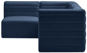 Quincy Velvet / Engineered Wood / Foam Contemporary Navy Velvet Modular Sectional - 95" W x 63" D x 30.5" H