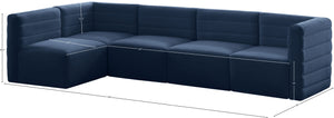 Quincy Velvet / Engineered Wood / Foam Contemporary Navy Velvet Modular Sectional - 126" W x 63" D x 30.5" H