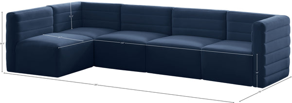 Quincy Velvet / Engineered Wood / Foam Contemporary Navy Velvet Modular Sectional - 126" W x 63" D x 30.5" H