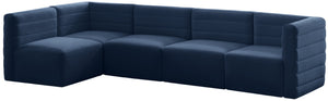 Quincy Velvet / Engineered Wood / Foam Contemporary Navy Velvet Modular Sectional - 126" W x 63" D x 30.5" H