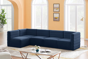 Quincy Velvet / Engineered Wood / Foam Contemporary Navy Velvet Modular Sectional - 126" W x 63" D x 30.5" H