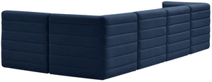 Quincy Velvet / Engineered Wood / Foam Contemporary Navy Velvet Modular Sectional - 126" W x 63" D x 30.5" H