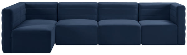 Quincy Velvet / Engineered Wood / Foam Contemporary Navy Velvet Modular Sectional - 126" W x 63" D x 30.5" H