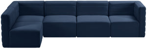 Quincy Velvet / Engineered Wood / Foam Contemporary Navy Velvet Modular Sectional - 126" W x 63" D x 30.5" H