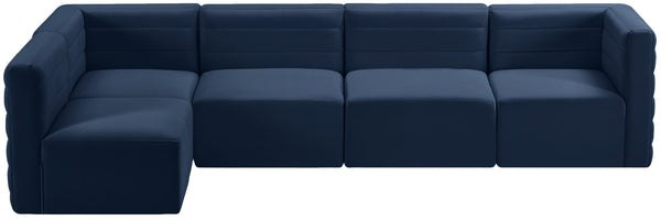 Quincy Velvet / Engineered Wood / Foam Contemporary Navy Velvet Modular Sectional - 126" W x 63" D x 30.5" H