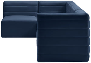 Quincy Velvet / Engineered Wood / Foam Contemporary Navy Velvet Modular Sectional - 126" W x 63" D x 30.5" H