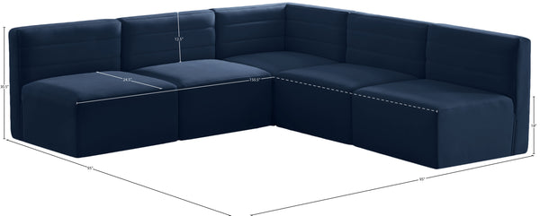 Quincy Velvet / Engineered Wood / Foam Contemporary Navy Velvet Modular Sectional - 95" W x 95" D x 30.5" H
