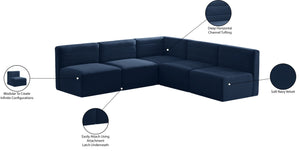 Quincy Velvet / Engineered Wood / Foam Contemporary Navy Velvet Modular Sectional - 95" W x 95" D x 30.5" H
